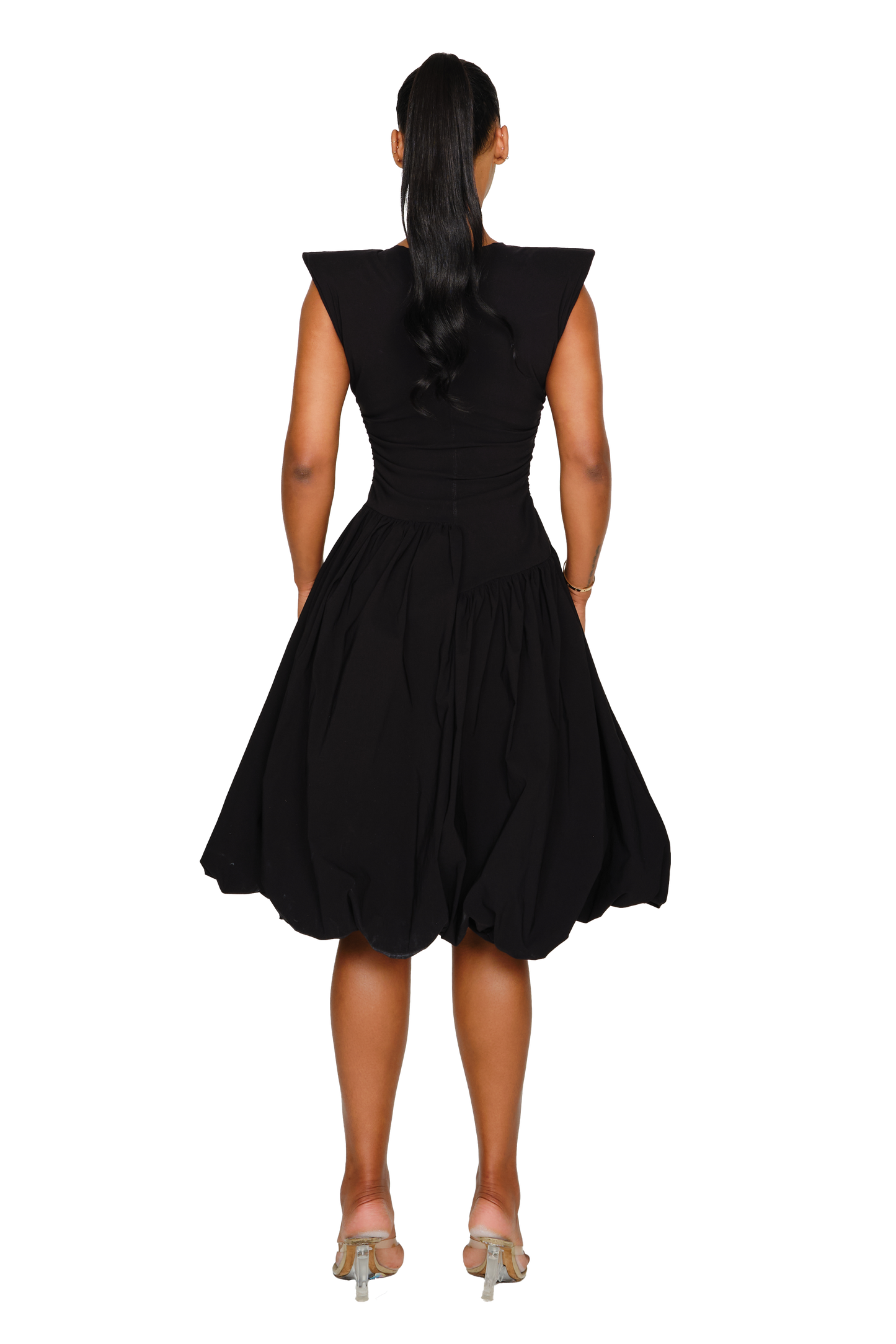 Takla Midi Dress - Satin Black