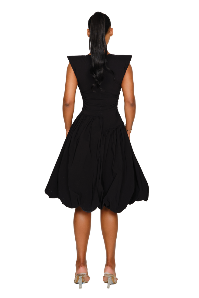 Takla Midi Dress - Satin Black