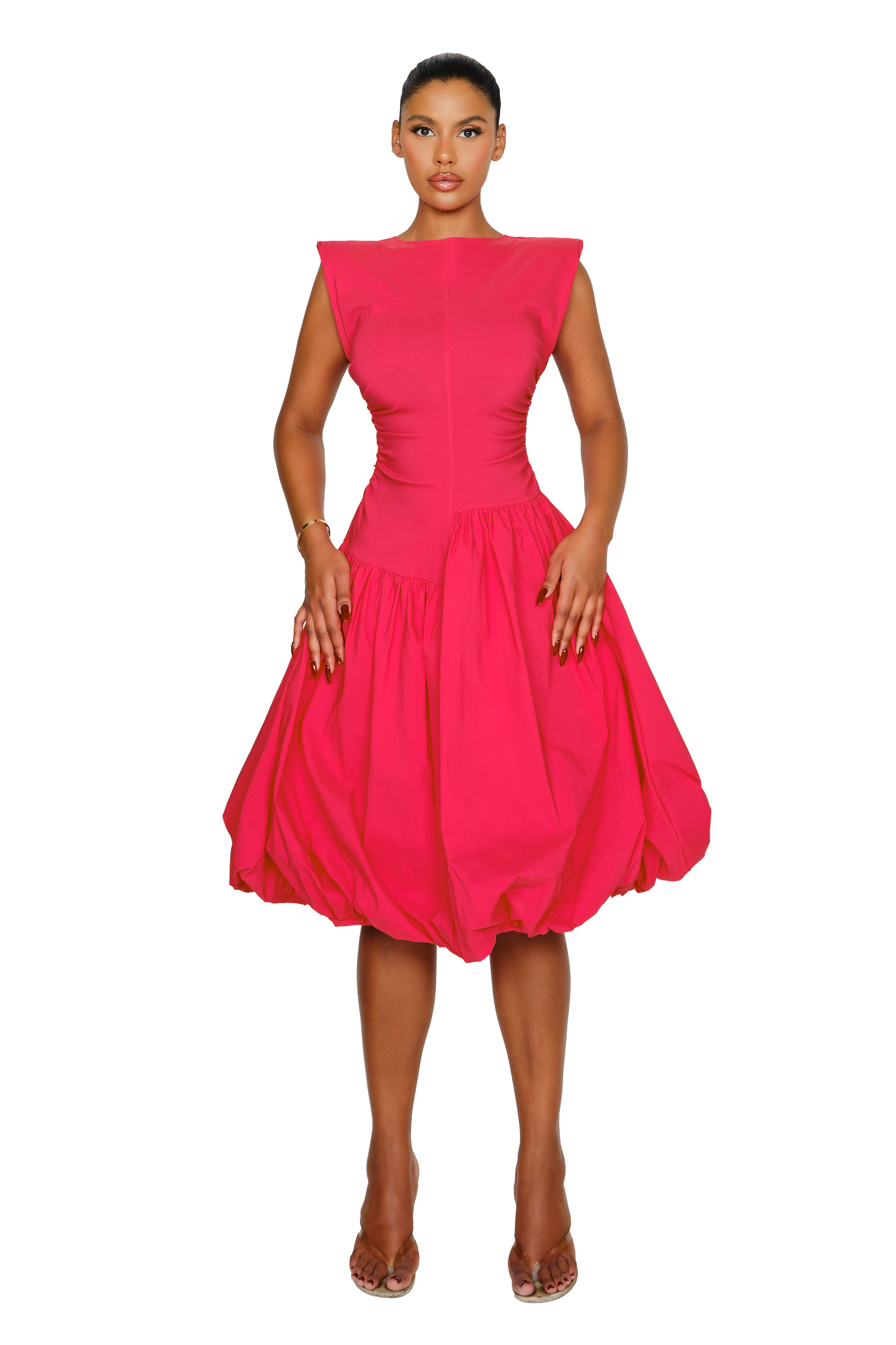 Takla Midi Dress - Hot Hibiscus – CouCoo