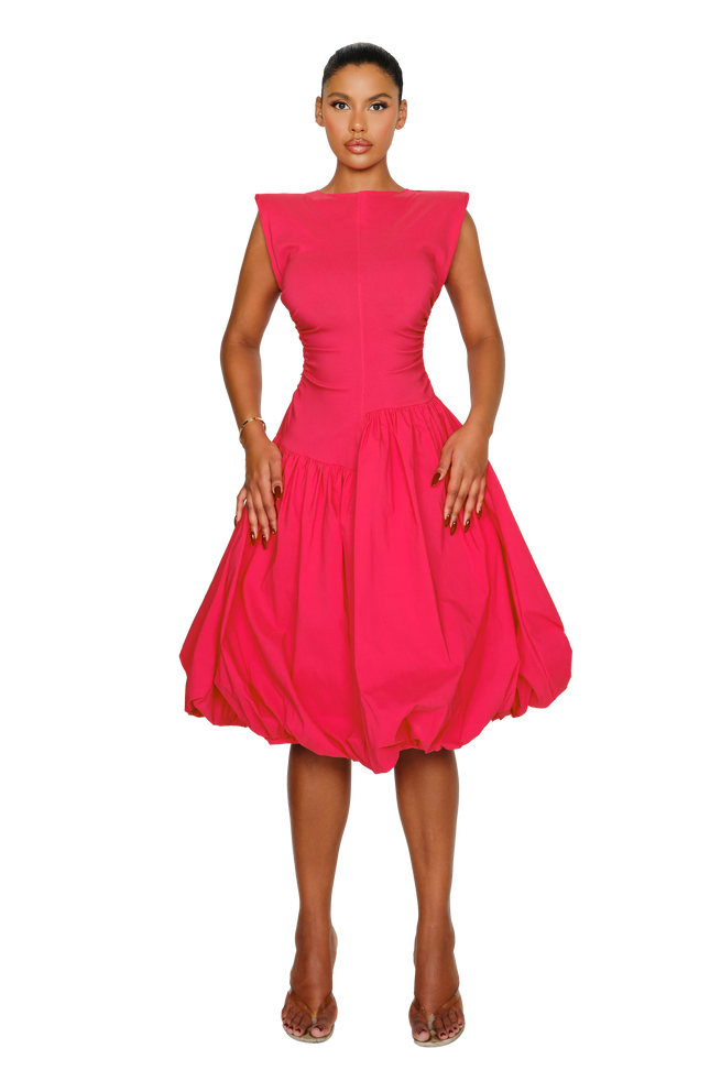 Takla Midi Dress - Hot Hibiscus