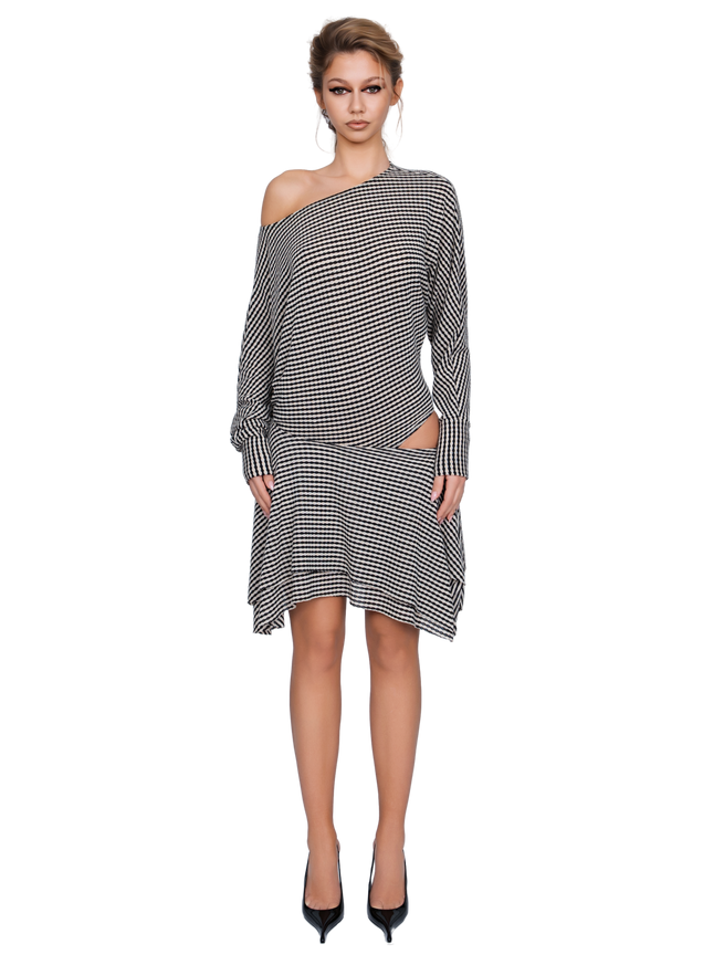 Falzarego Skater Dress - Ribbed Noir