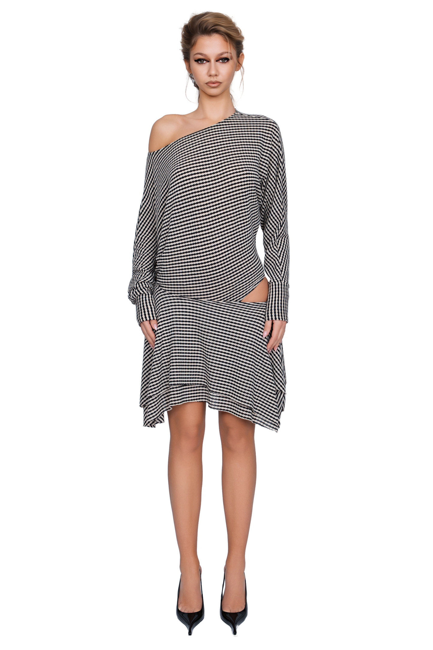 Falzarego Skater Dress - Ribbed Noir