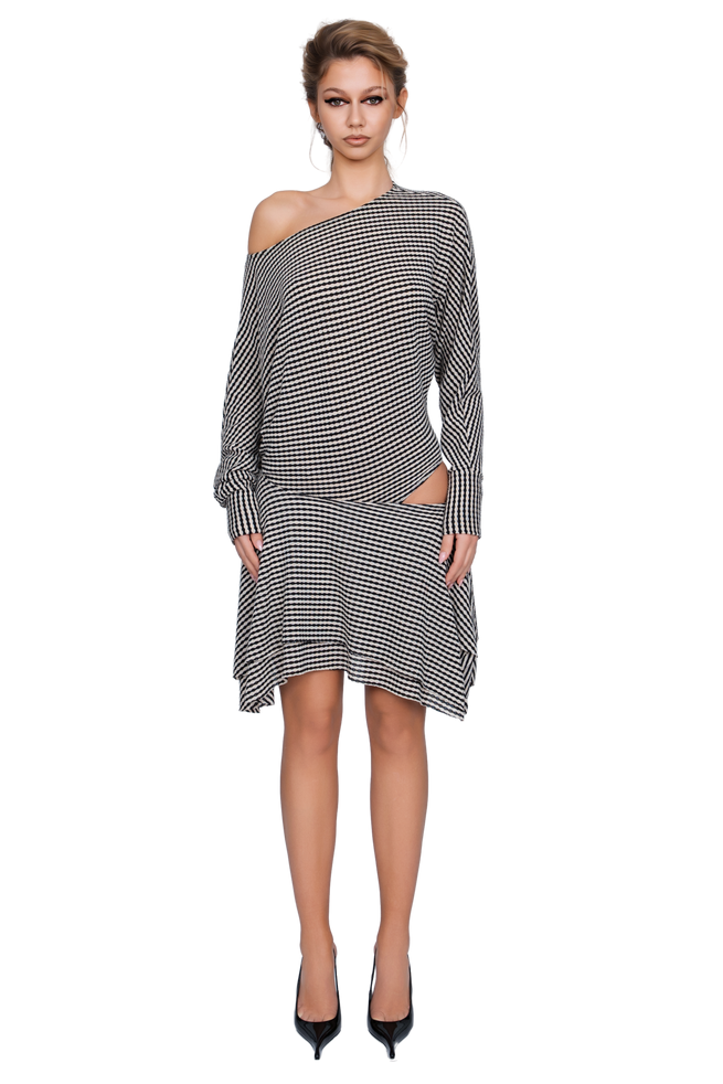 Falzarego Skater Dress - Ribbed Noir