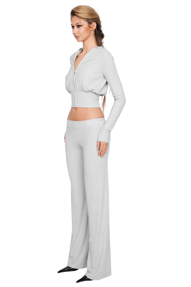 Pordena Ribbed Zip Hoodie - Soft Ash