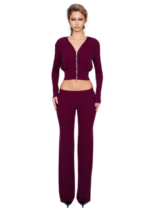 Pordena Ribbed Zip Hoodie - Merlot Rib
