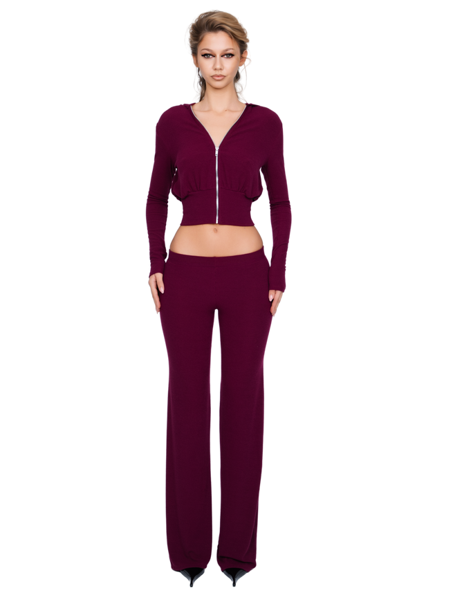 Pordena Ribbed Trouser - Merlot Rib