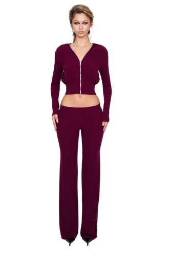 Pordena Ribbed Trouser - Merlot Rib