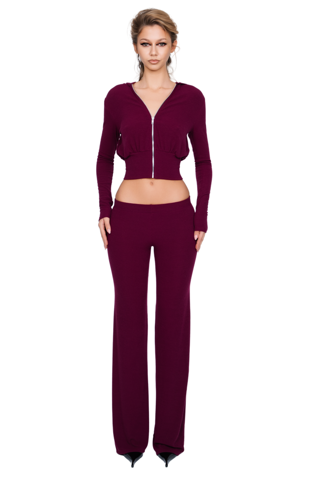Pordena Ribbed Trouser - Merlot Rib