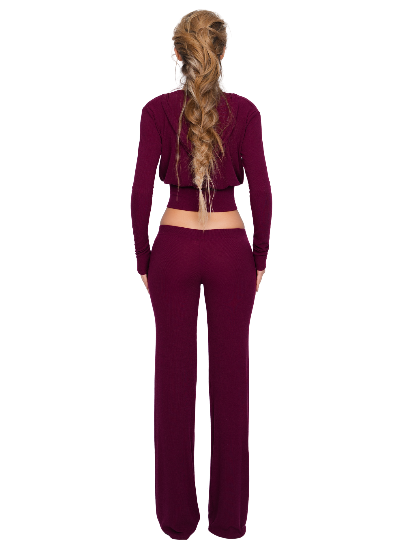 Pordena Ribbed Trouser - Merlot Rib