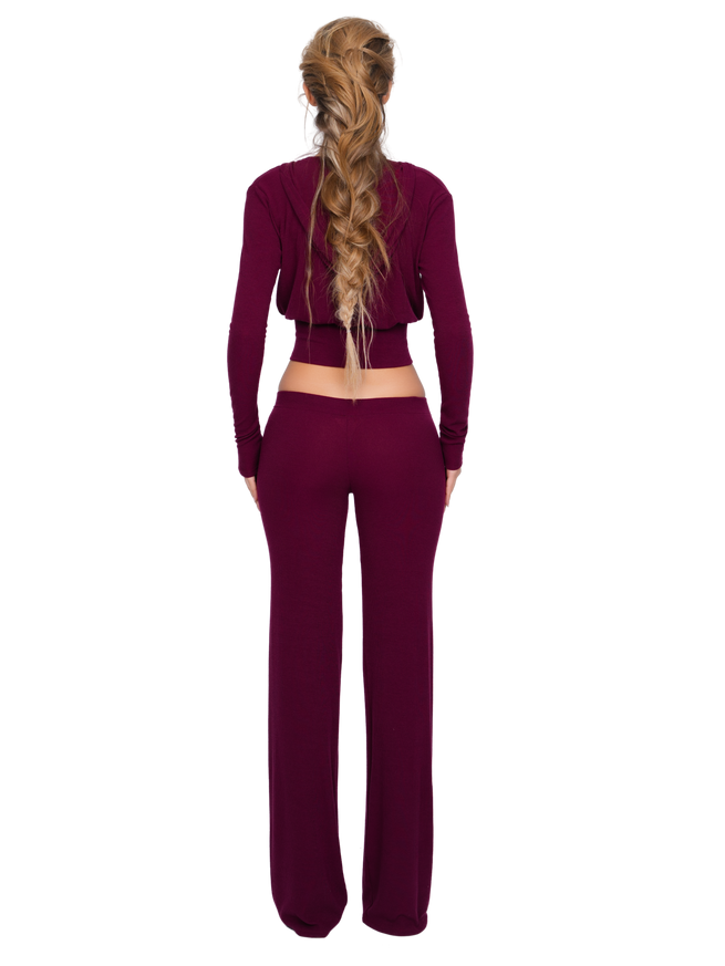 Pordena Ribbed Trouser - Merlot Rib