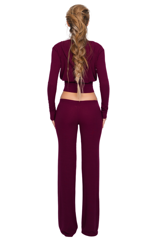 Pordena Ribbed Trouser - Merlot Rib