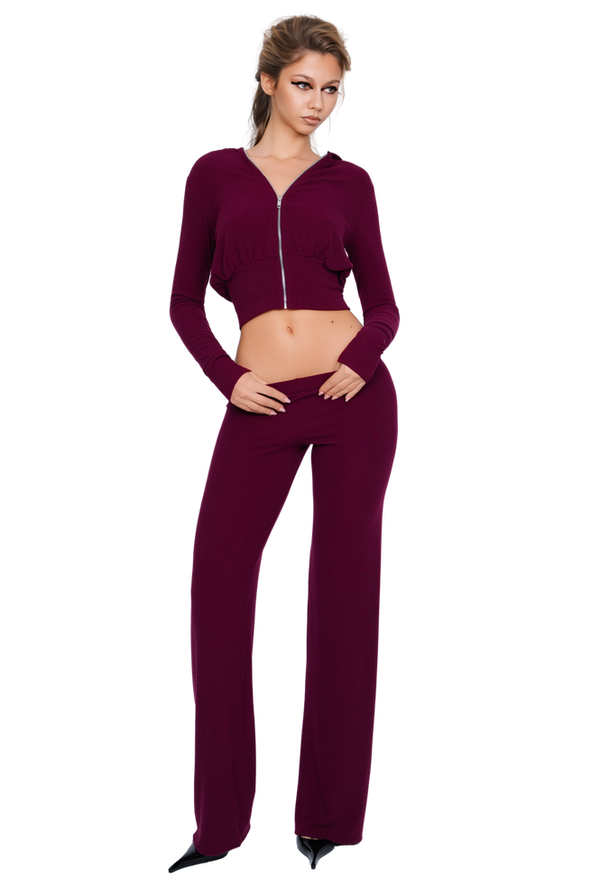 Pordena Ribbed Trouser - Merlot Rib