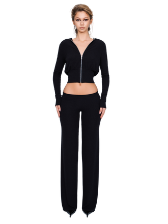 Pordena Ribbed Zip Hoodie - Obsidian Rib