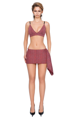 Merano Tweed Bralette - Flecked Rouge