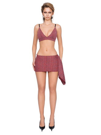 Merano Tweed Bralette - Flecked Rouge