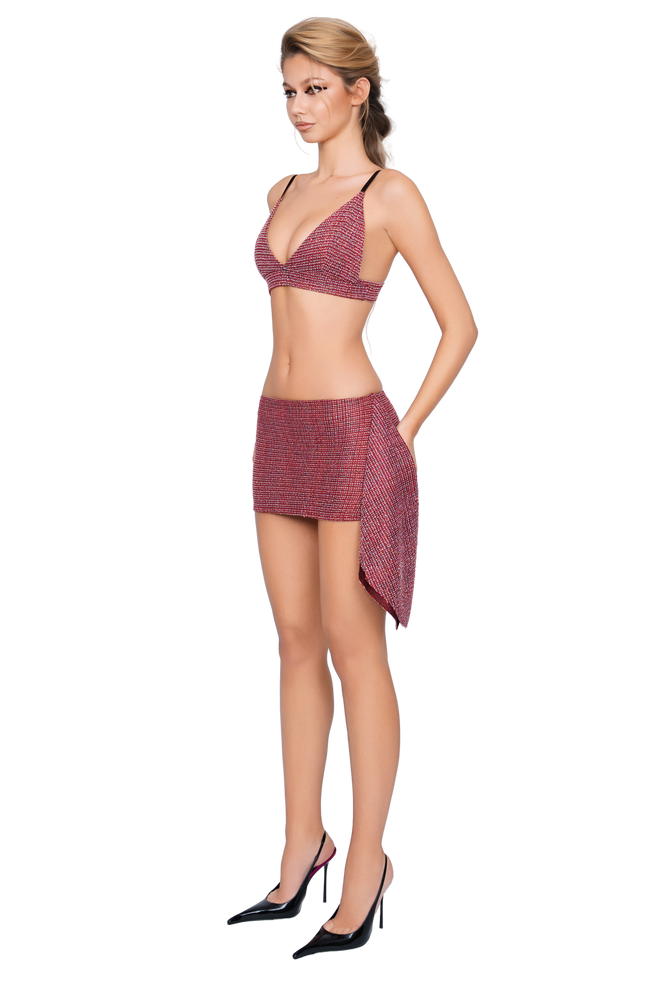 Merano Tweed Bralette - Flecked Rouge