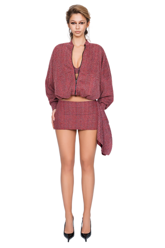 Merano Tweed Bomber - Flecked Rouge