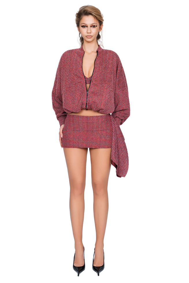 Merano Tweed Bomber - Flecked Rouge