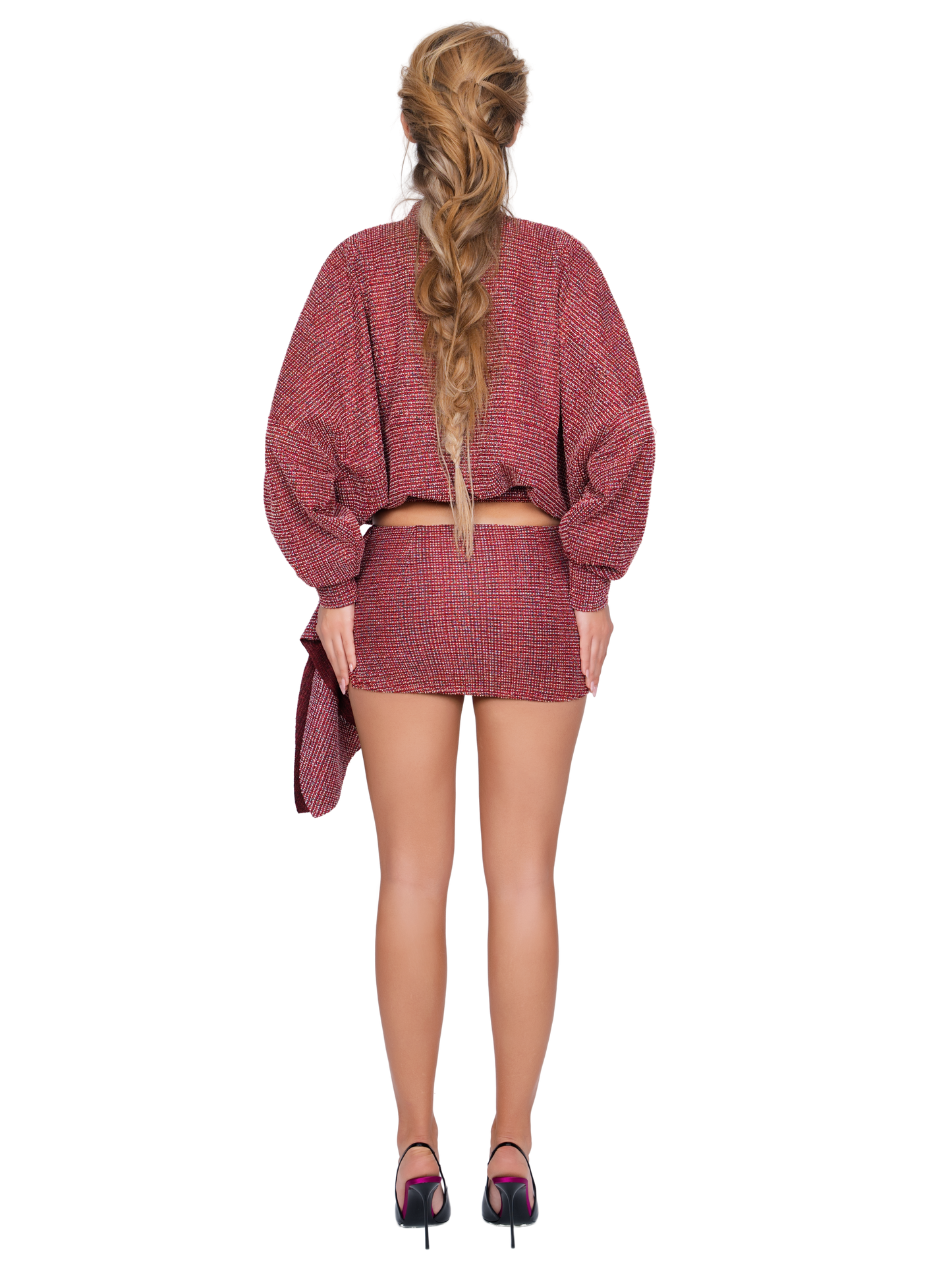 Merano Tweed Skirt - Flecked Rouge