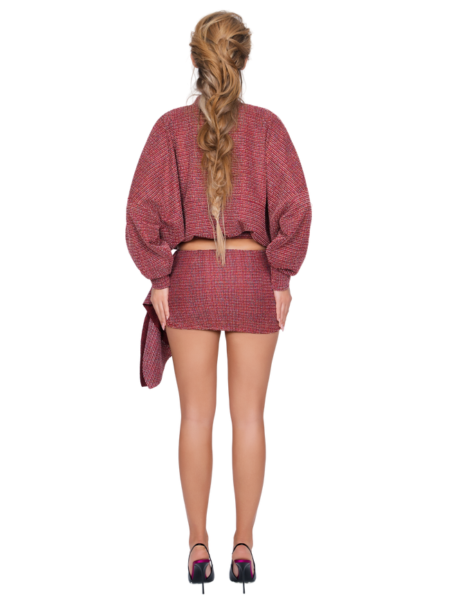 Merano Tweed Skirt - Flecked Rouge