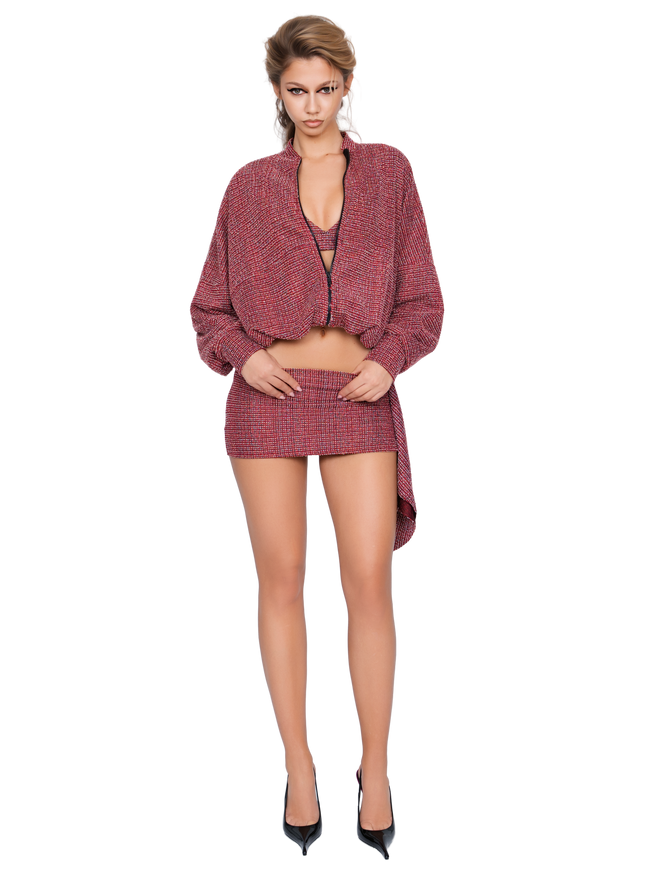 Merano Tweed Bomber - Flecked Rouge