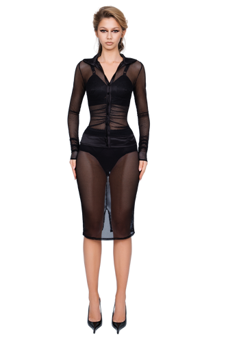 Brocon Ruched Fitted Shirt - Shadow Net