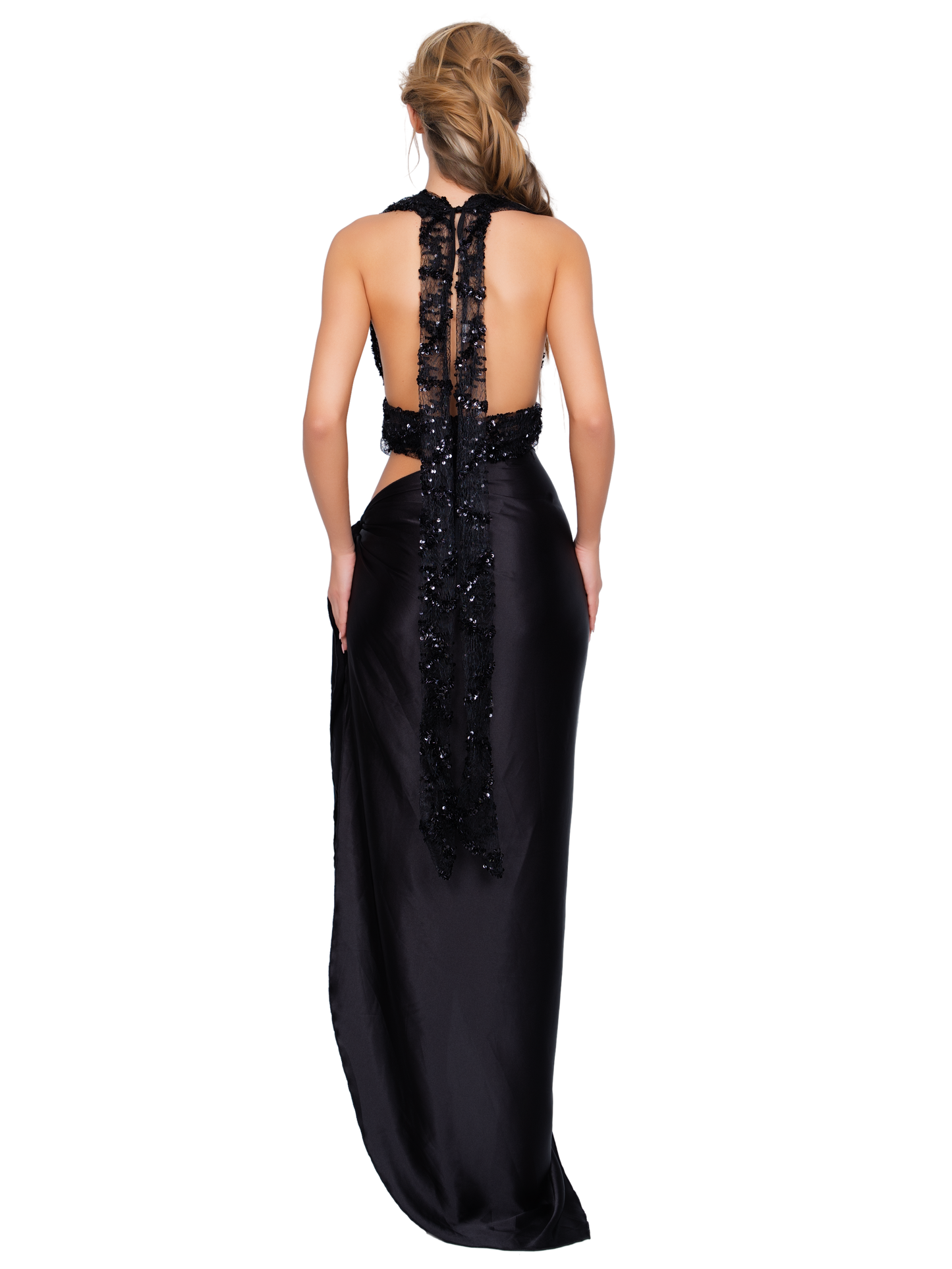 Cadin High Split Wrap Skirt - Black Cat