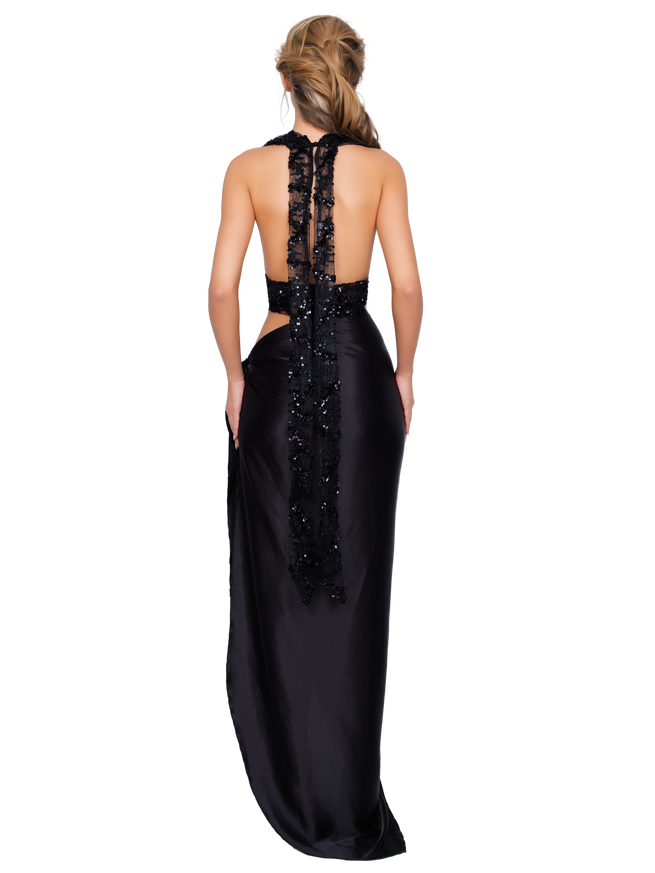 Cristallo Halter Top - Black Flora