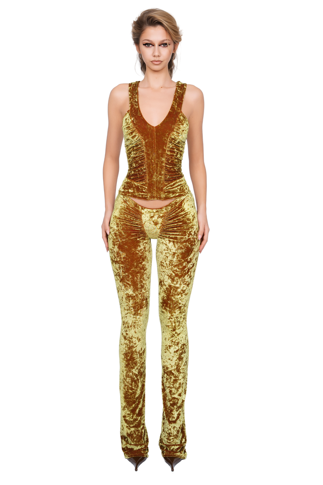 Duran Ruched Trouser - Honey Lime