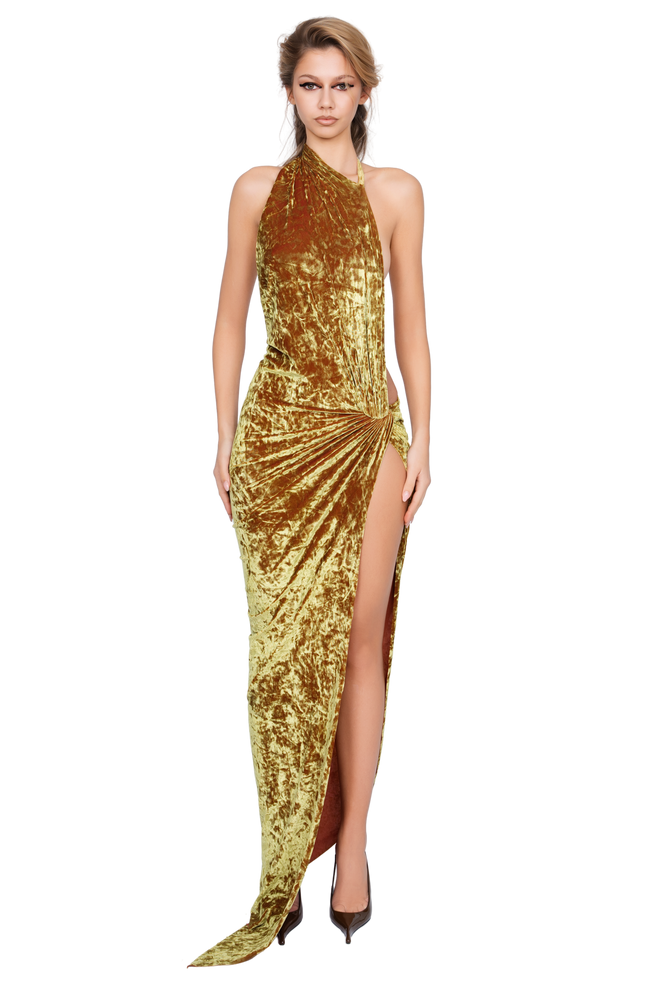 Corvaro High Split Maxi Dress - Honey Lime