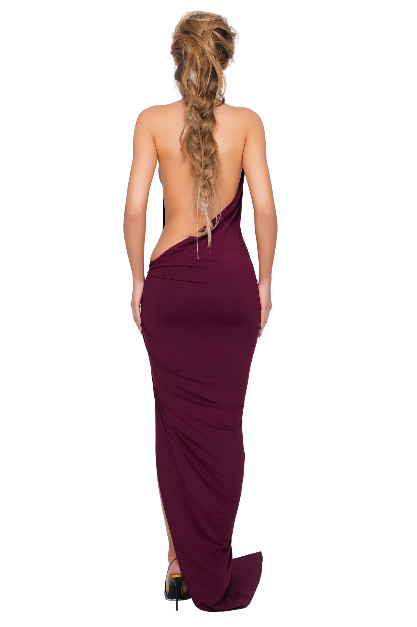 Corvaro High Split Maxi Dress - Deep Berry