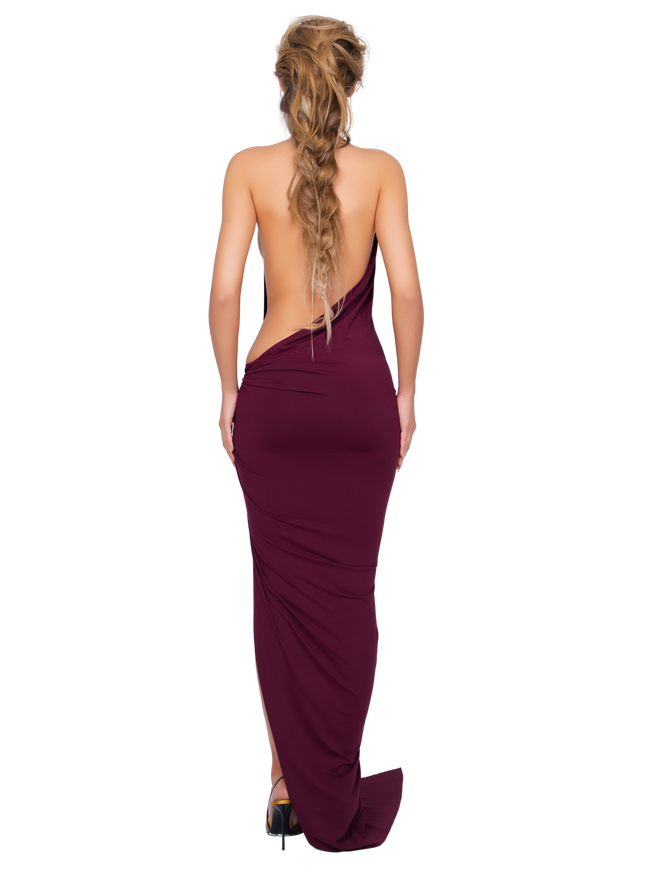 Corvaro High Split Maxi Dress - Deep Berry