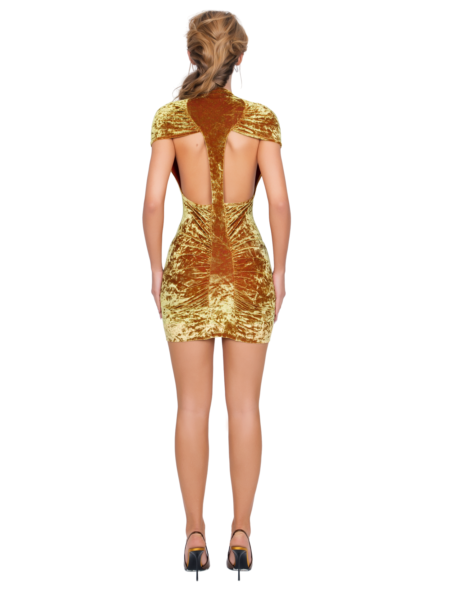 Dola Ruched Mini Dress - Honey Lime