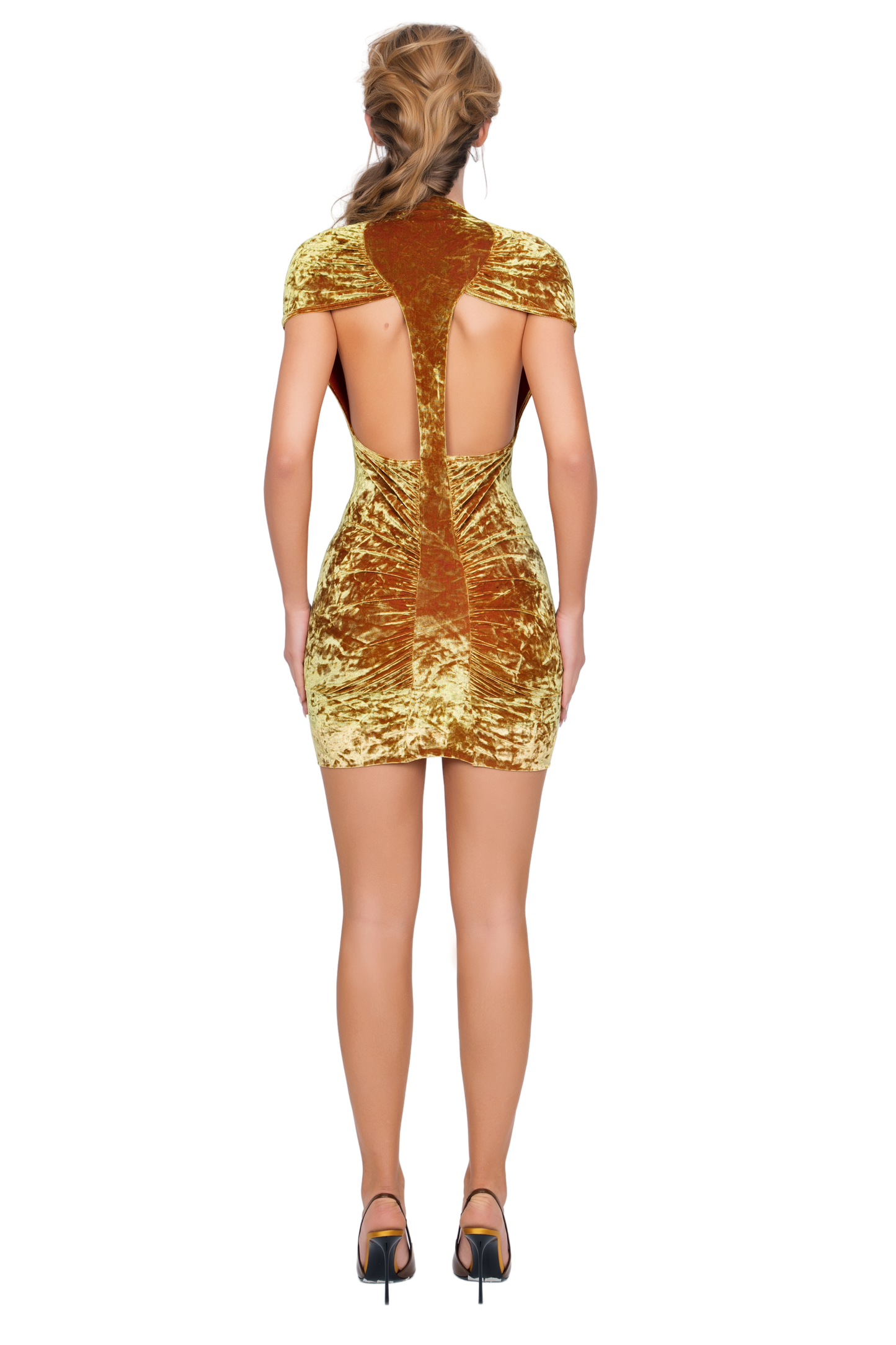 Dola Ruched Mini Dress - Honey Lime