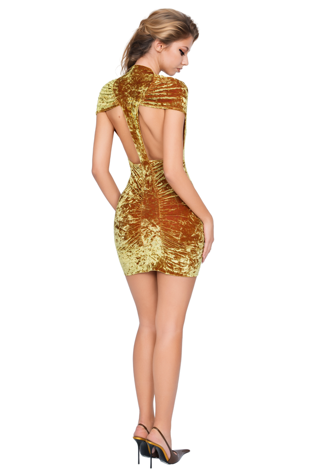 Dola Ruched Mini Dress - Honey Lime