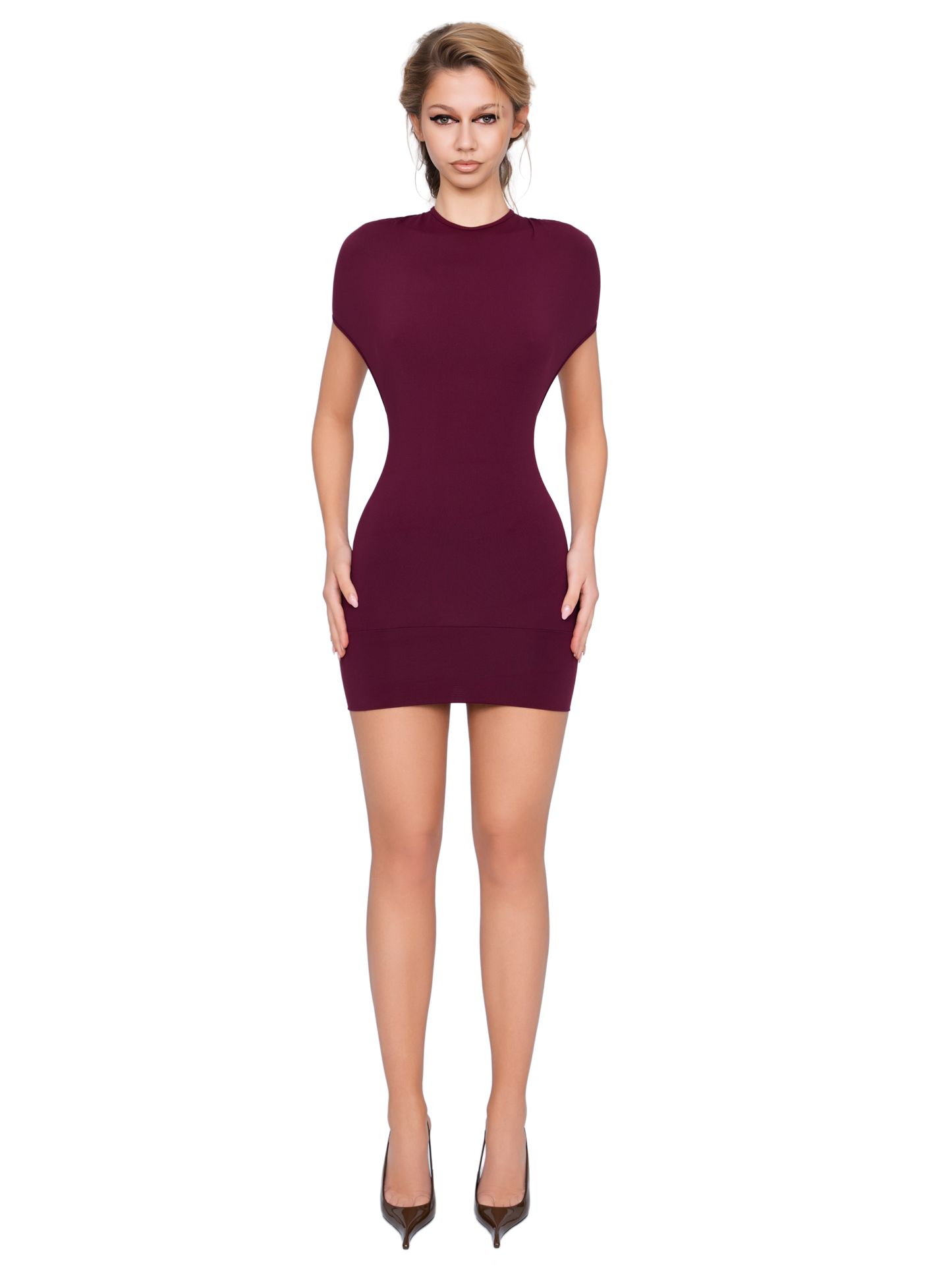 Dola Ruched Mini Dress - Deep Berry