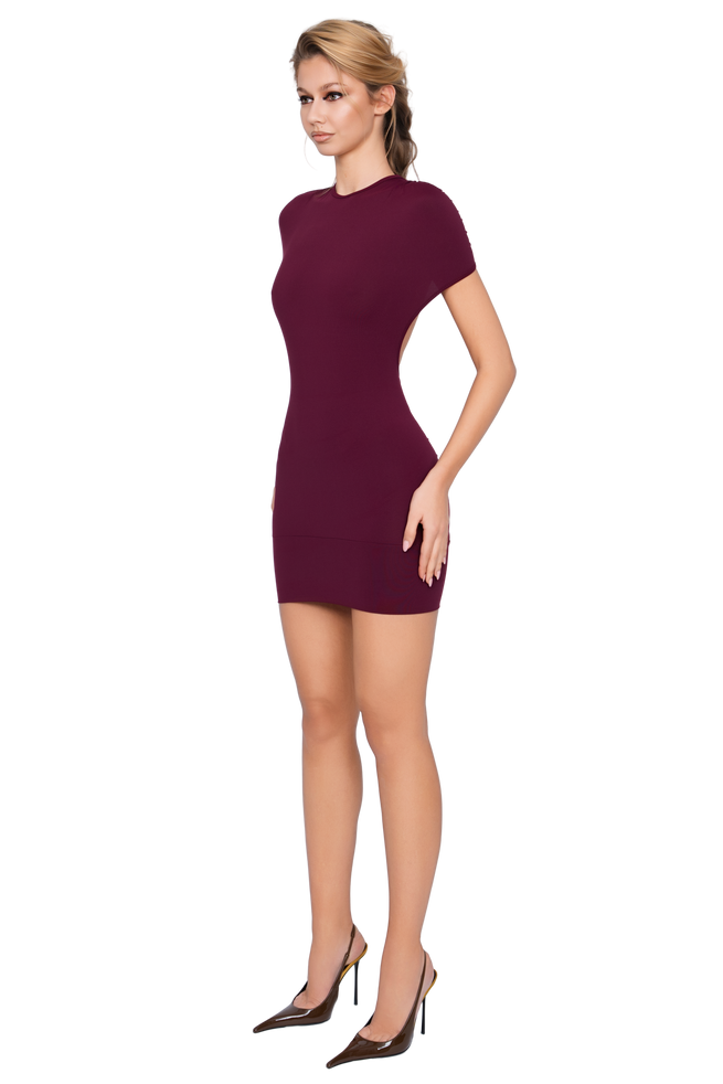 Dola Ruched Mini Dress - Deep Berry