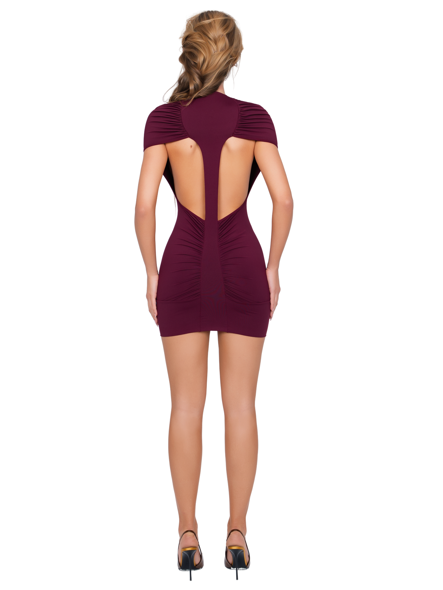 Dola Ruched Mini Dress - Deep Berry