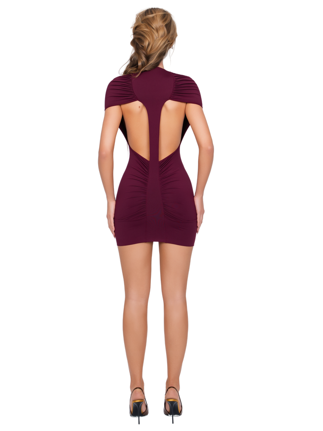 Dola Ruched Mini Dress - Deep Berry