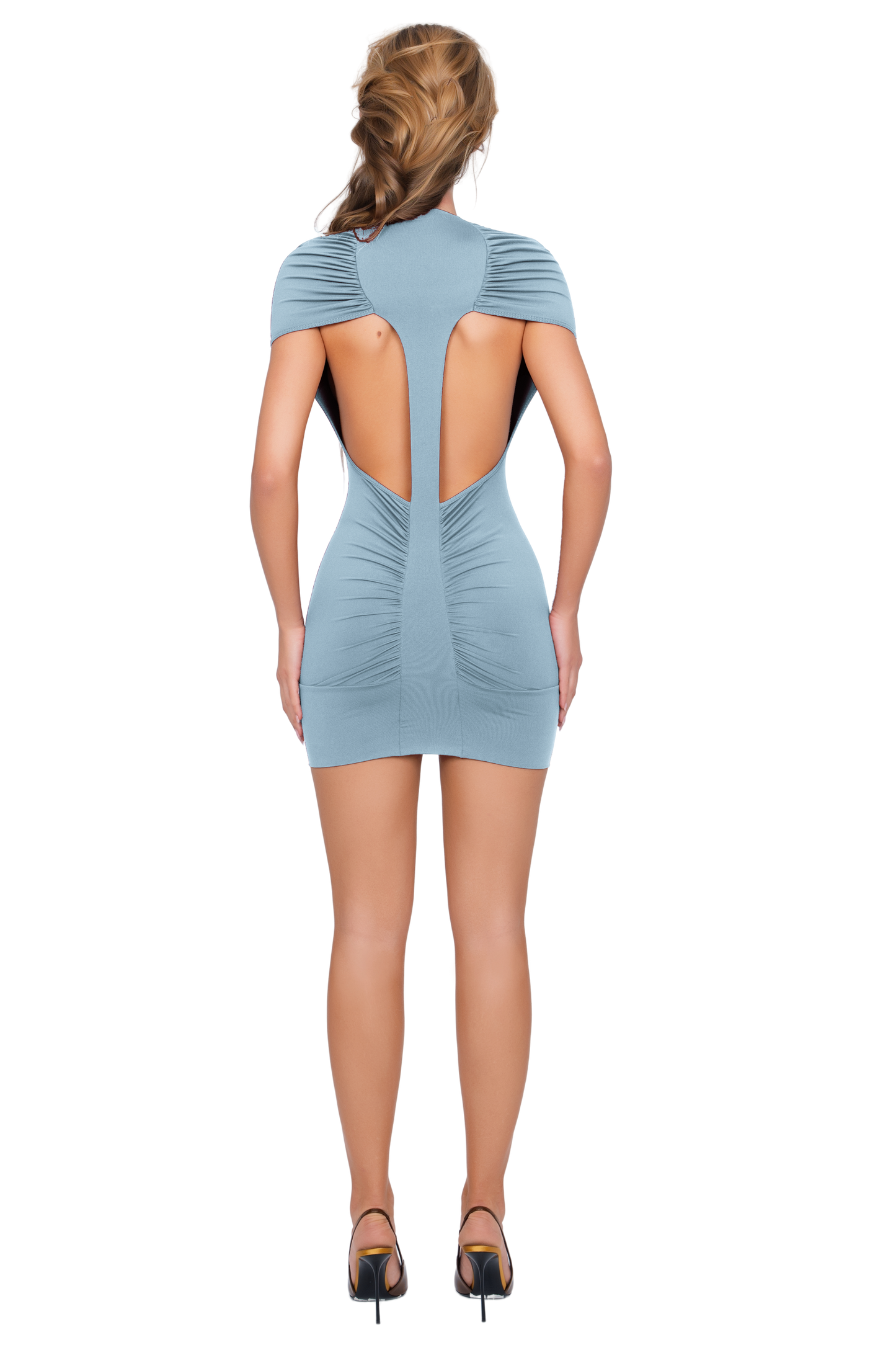 Dola Ruched Mini Dress - Powder Blue
