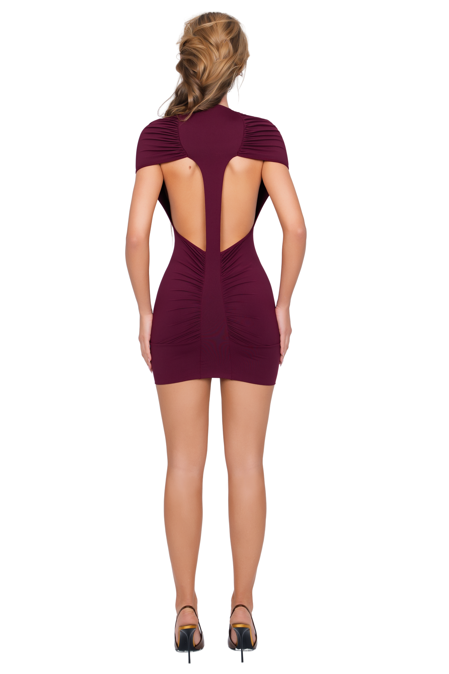 Dola Ruched Mini Dress - Deep Berry
