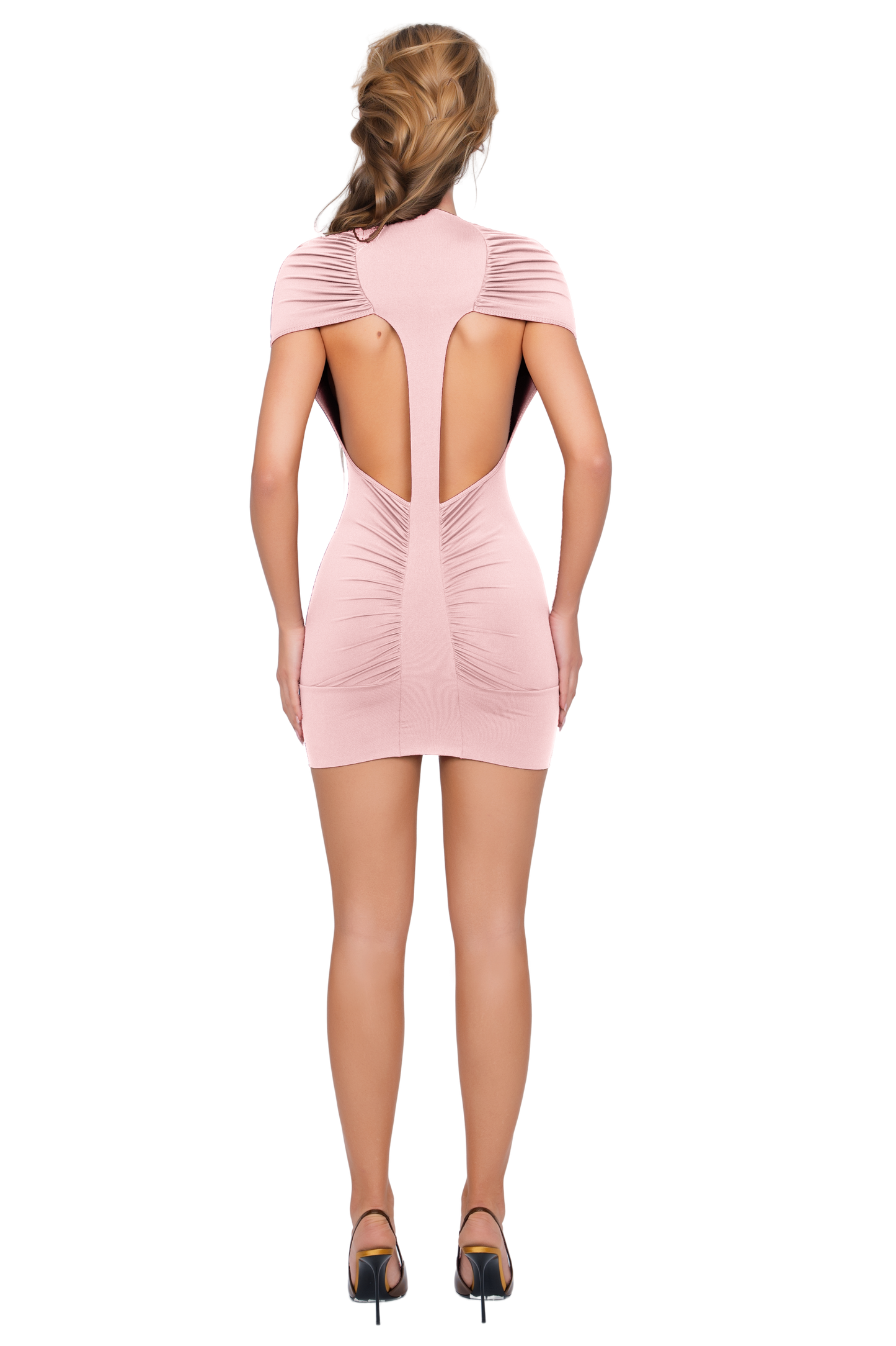 Dola Ruched Mini Dress - Powder Pink