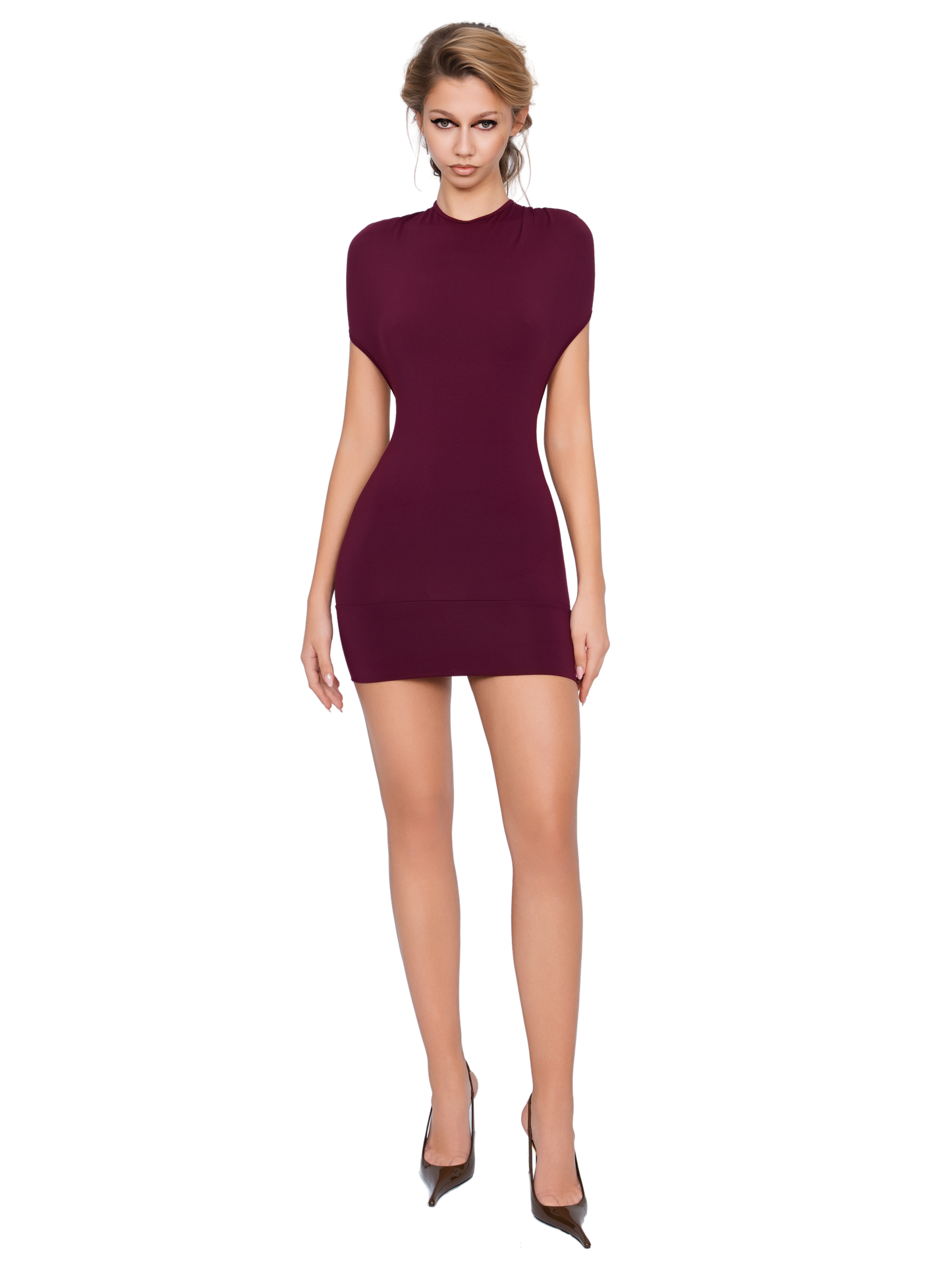 Dola Ruched Mini Dress - Deep Berry