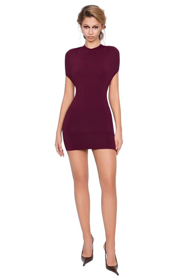 Dola Ruched Mini Dress - Deep Berry
