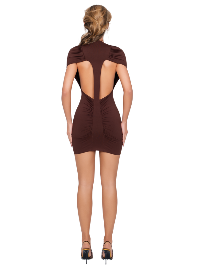 Dola Ruched Mini Dress - Arabica