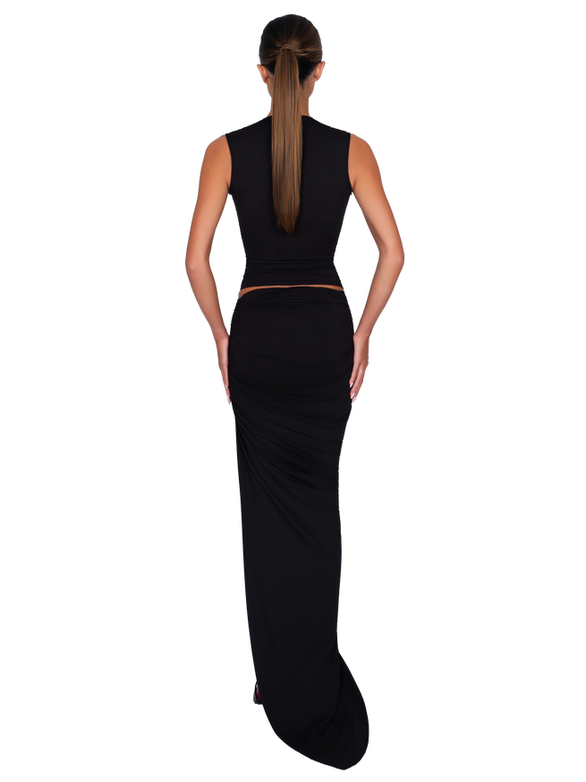 Loma Draped Maxi Skirt - Black