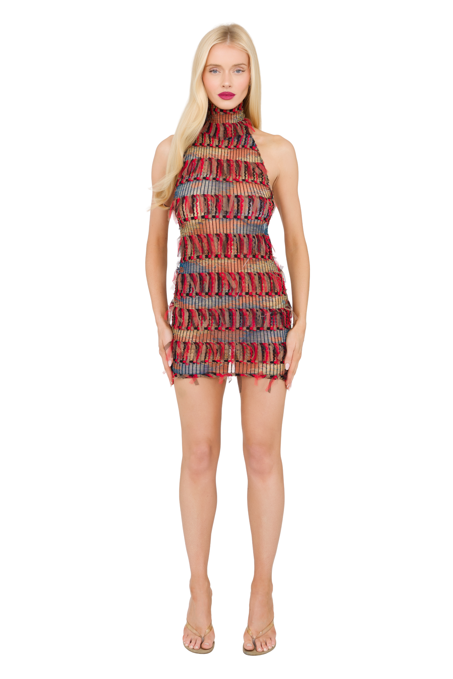 Zena High Neck Mini Dress - Red Tape