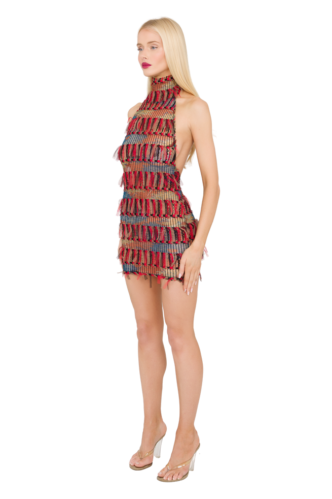 Zena High Neck Mini Dress - Red Tape